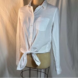 Madewell White Tie-Front Button Down Shirt